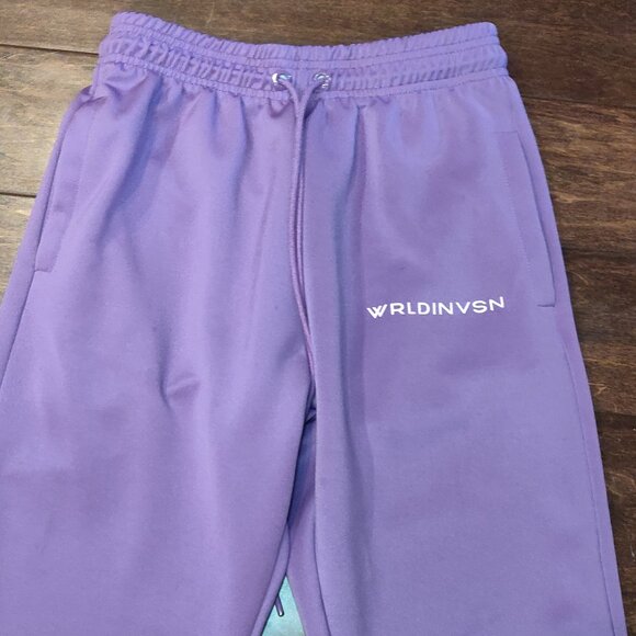 WRLDINVSN Joggers In Purple UNISEX SIZE SMALL - Picture 1 of 7